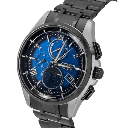 Montre homme Citizen Attesa radiocommandée Super Titanium Phase de lune Cadran bleu Eco-Drive BY1007-60L 100 m