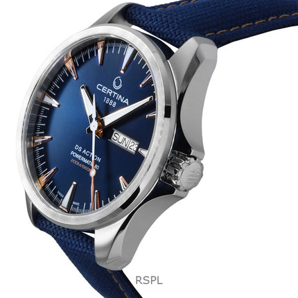 Montre de plongée automatique Certina DS Action Day Date pour homme, bracelet synthétique, cadran bleu, C032.430.18.041.01, 200 m