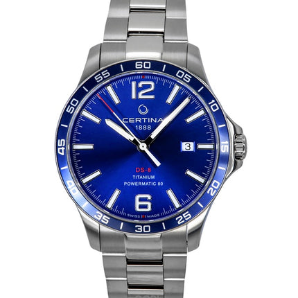 Montre homme Certina DS-8 Powermatic 80 titane, cadran bleu, automatique, C033.807.44.047.00, 100 m