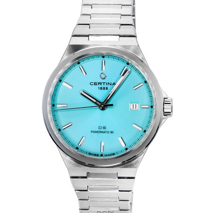Montre unisexe Certina DS-8 Powermatic 80 en acier inoxydable, cadran bleu clair, automatique, C043.407.11.351.00, 100 m
