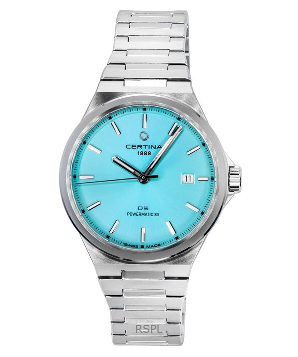 Montre unisexe Certina DS-8 Powermatic 80 en acier inoxydable, cadran bleu clair, automatique, C043.407.11.351.00, 100 m