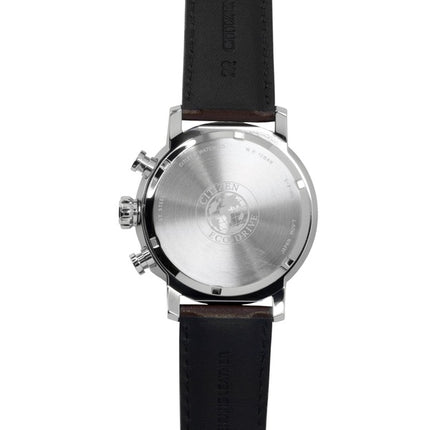 Montre homme Citizen Brycen Chronographe, bracelet en cuir marron, cadran ivoire, Eco-Drive CA0649-06X, étanche à 100 m