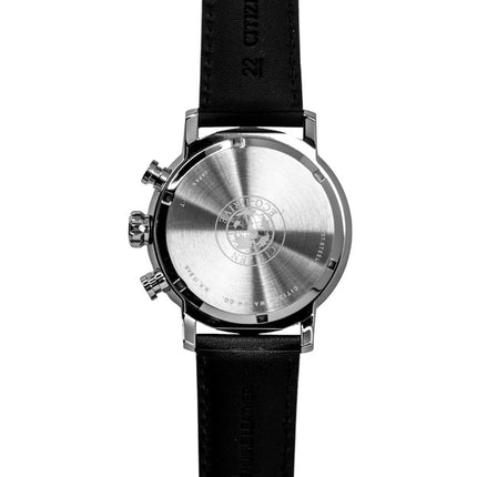 Montre homme Citizen Brycen Chronographe, bracelet cuir, cadran noir, Eco-Drive CA0649-14E, étanche à 100 m
