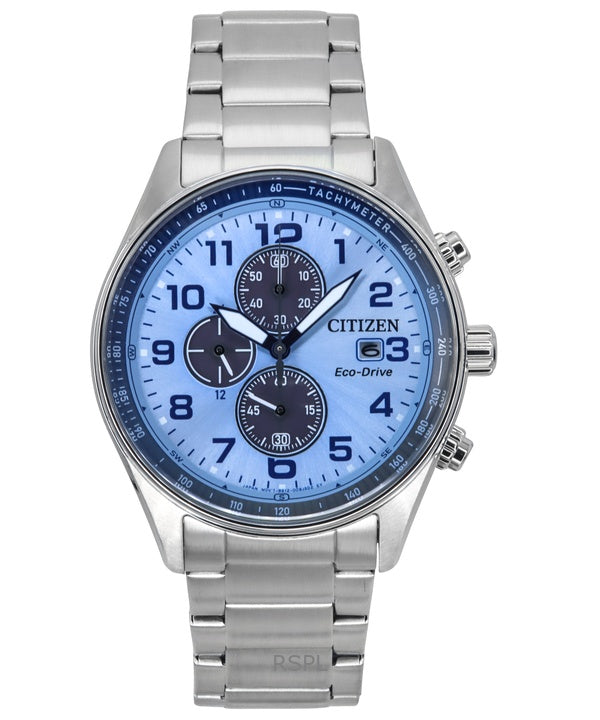 Montre homme Citizen Eco-Drive Chronograph en acier inoxydable avec cadran bleu en édition limitée CA0770-72M 100M