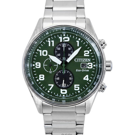 Montre homme Citizen Eco-Drive chronographe en acier inoxydable avec cadran vert CA0770-72X 100 m