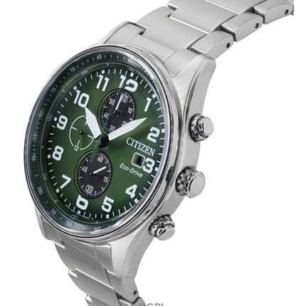 Montre homme Citizen Eco-Drive chronographe en acier inoxydable avec cadran vert CA0770-72X 100 m