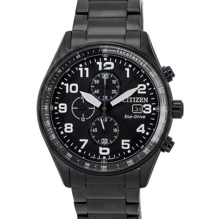 Citizen Eco-Drive Chronographe Acier Inoxydable Cadran Noir CA0775-79E 100M Montre Homme