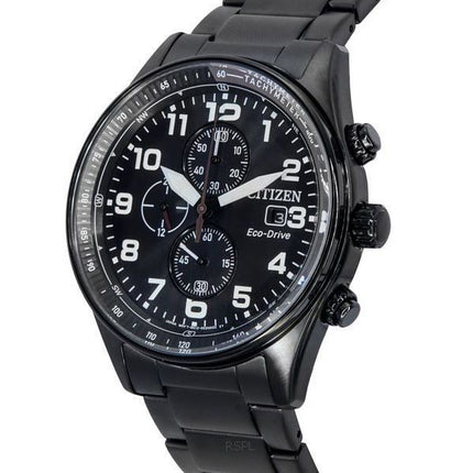 Citizen Eco-Drive Chronographe Acier Inoxydable Cadran Noir CA0775-79E 100M Montre Homme