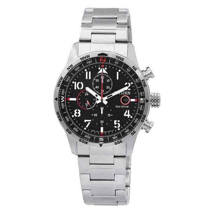 Montre pour homme Citizen Eco-Drive chronographe en acier inoxydable avec cadran noir CA0790-83E 100M