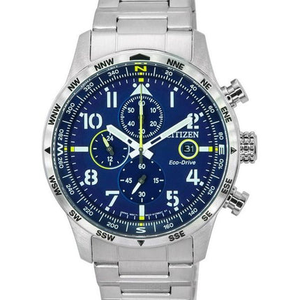 Citizen Pilot Acier Inoxydable Cadran Bleu Chronographe Eco-Drive CA0790-83L 100M Montre Homme