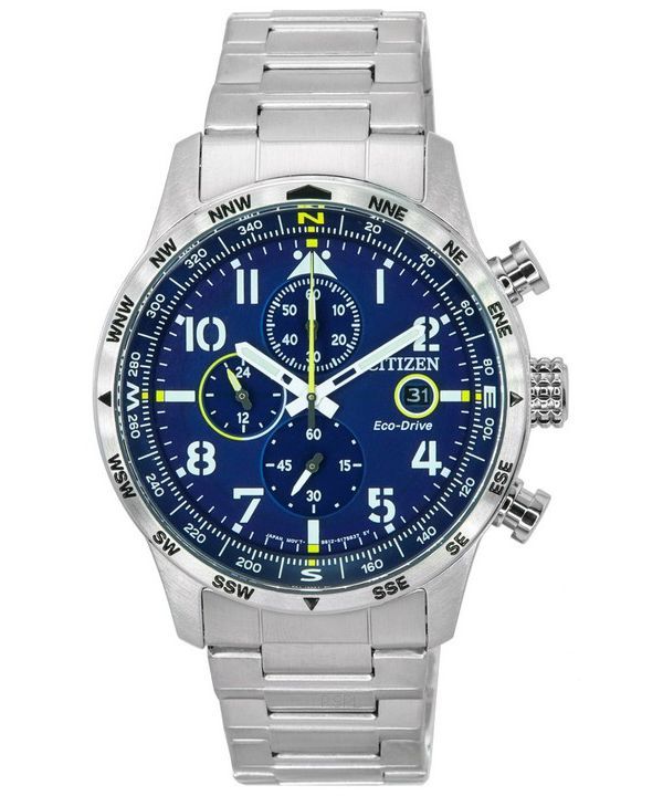 Citizen Pilot Acier Inoxydable Cadran Bleu Chronographe Eco-Drive CA0790-83L 100M Montre Homme