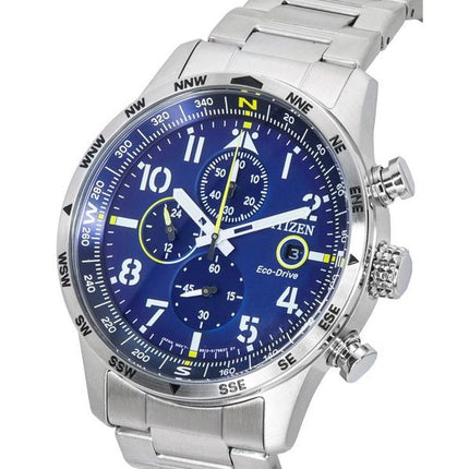 Citizen Pilot Acier Inoxydable Cadran Bleu Chronographe Eco-Drive CA0790-83L 100M Montre Homme