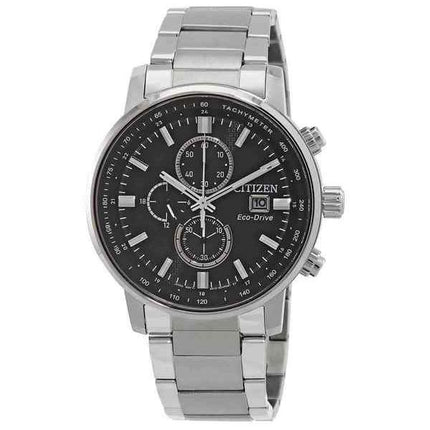 Montre pour homme Citizen Eco-Drive chronographe en acier inoxydable avec cadran noir CA0840-87E 100M