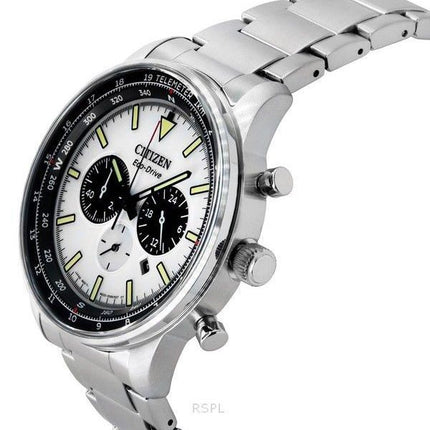 Montre pour homme Citizen Eco-Drive chronographe en acier inoxydable avec cadran blanc CA4500-91A 100M