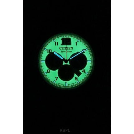 Montre pour homme Citizen Eco-Drive Chronographe Gris Ion en acier inoxydable Cadran vert entièrement lumineux CA4507-84X 100M
