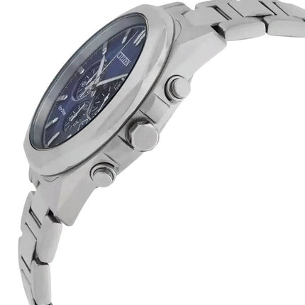 Montre chronographe Citizen Eco-Drive en acier inoxydable avec cadran bleu CA4590-81L 100M pour homme