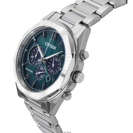 Montre homme Citizen Eco-Drive chronographe en acier inoxydable avec cadran vert CA4590-81X 100 m