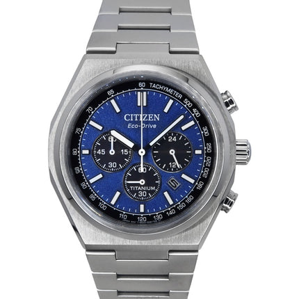 Montre homme Citizen Zenshin Chronograph Super Titanium Eco-Drive CA4610-85L 100M avec cadran bleu