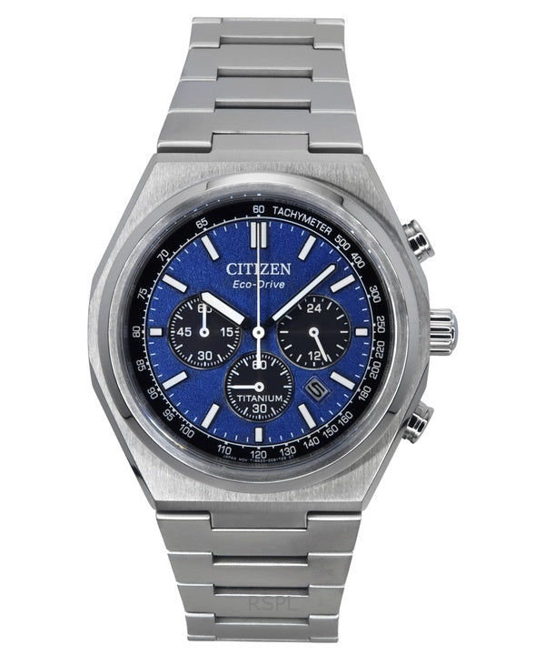 Montre homme Citizen Zenshin Chronograph Super Titanium Eco-Drive CA4610-85L 100M avec cadran bleu