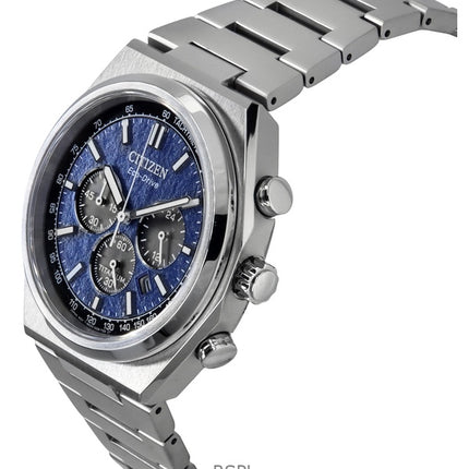 Montre homme Citizen Zenshin Chronograph Super Titanium Eco-Drive CA4610-85L 100M avec cadran bleu