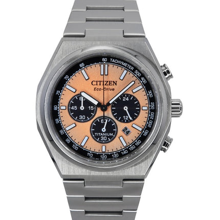 Montre homme Citizen Zenshin Chronograph Super Titanium Cadran saumon Eco-Drive CA4610-85Z 100M