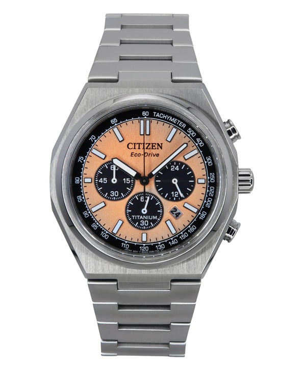 Montre homme Citizen Zenshin Chronograph Super Titanium Cadran saumon Eco-Drive CA4610-85Z 100M