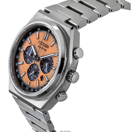 Montre homme Citizen Zenshin Chronograph Super Titanium Cadran saumon Eco-Drive CA4610-85Z 100M