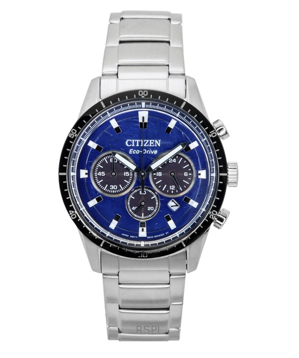 Montre homme Citizen Eco-Drive chronographe en acier inoxydable avec cadran bleu CA4624-56L 100 m