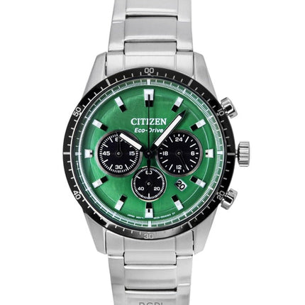 Montre homme Citizen Eco-Drive chronographe en acier inoxydable avec cadran vert CA4624-56X 100 m
