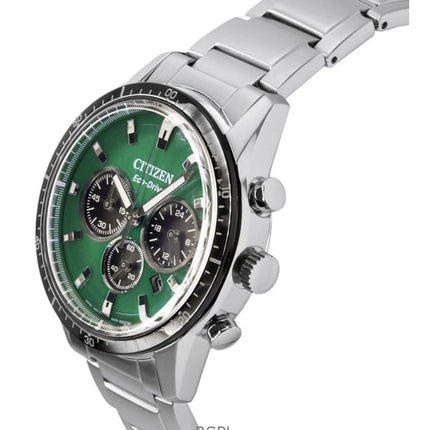 Montre homme Citizen Eco-Drive chronographe en acier inoxydable avec cadran vert CA4624-56X 100 m