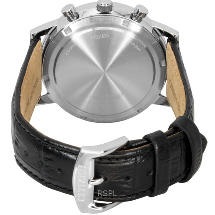 Montre homme Citizen Eco-Drive Chronographe, bracelet en cuir, cadran blanc CA4630-02A