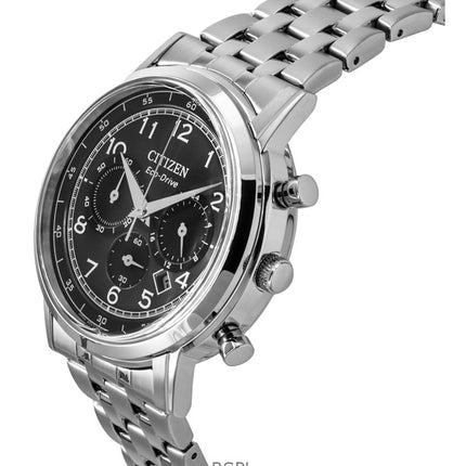 Montre Citizen Eco-Drive chronographe en acier inoxydable avec cadran noir CA4630-53E pour homme