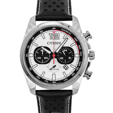 Montre homme Citizen Eco-Drive chronographe avec bracelet en cuir et cadran blanc CA4640-09A 100 m