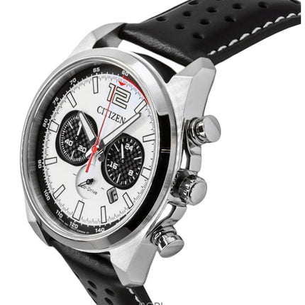 Montre homme Citizen Eco-Drive chronographe avec bracelet en cuir et cadran blanc CA4640-09A 100 m