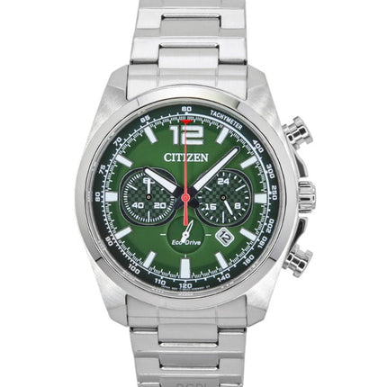Montre homme Citizen Eco-Drive chronographe en acier inoxydable avec cadran vert CA4640-50X 100 m