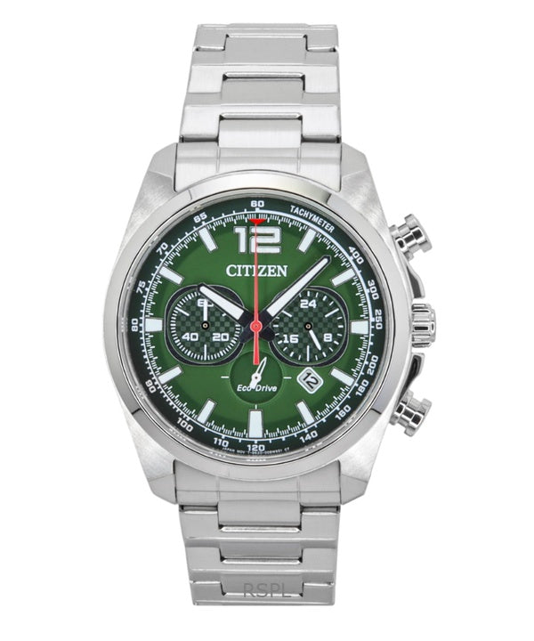 Montre homme Citizen Eco-Drive chronographe en acier inoxydable avec cadran vert CA4640-50X 100 m