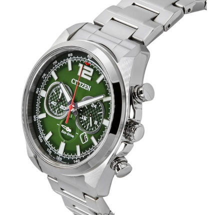 Montre homme Citizen Eco-Drive chronographe en acier inoxydable avec cadran vert CA4640-50X 100 m