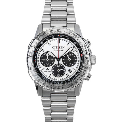 Montre de plongée Citizen Promaster Navihawk chronographe en acier inoxydable avec cadran blanc Eco-Drive CA4660-61A pour homme, 200 m
