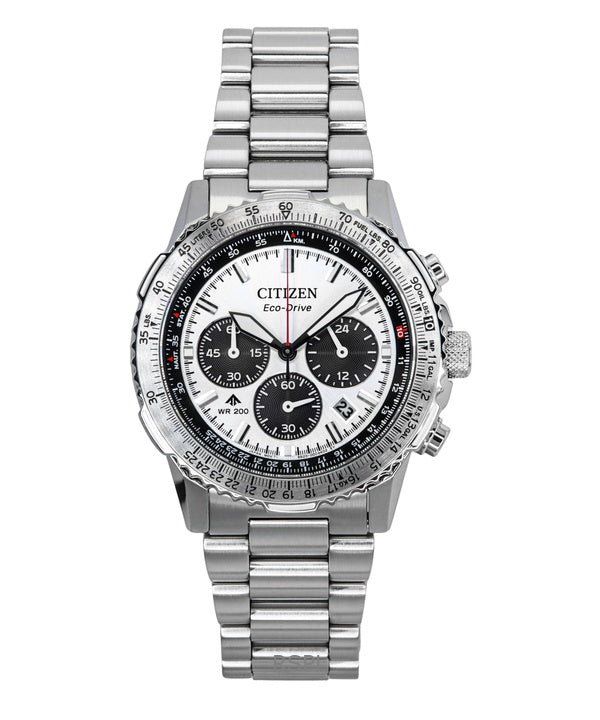 Montre de plongée Citizen Promaster Navihawk chronographe en acier inoxydable avec cadran blanc Eco-Drive CA4660-61A pour homme, 200 m
