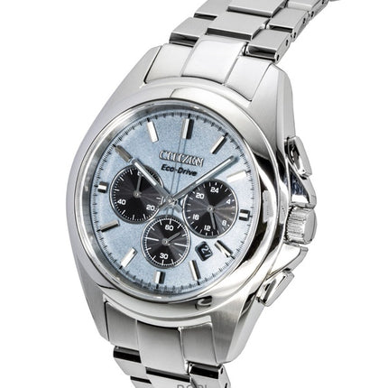 Montre homme Citizen Sport Luxury Chronograph en acier inoxydable, cadran bleu clair, Eco-Drive CA4680-55L, étanche à 100 m