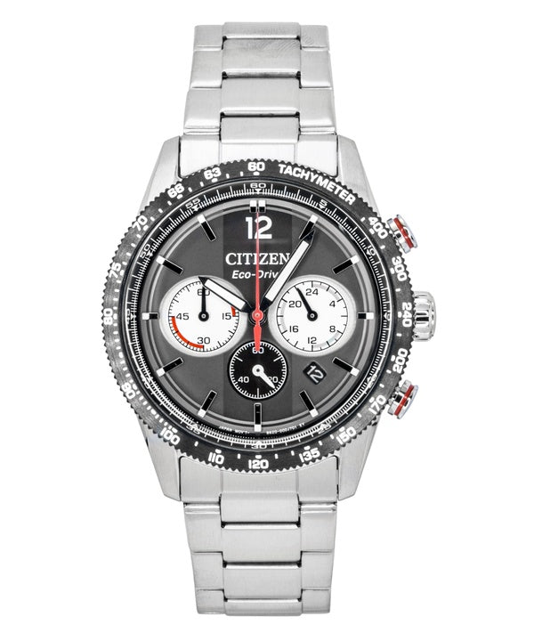 Montre homme Citizen Eco-Drive Chronographe Analogique Acier Inoxydable Cadran Noir Solaire CA4714-55E 100M