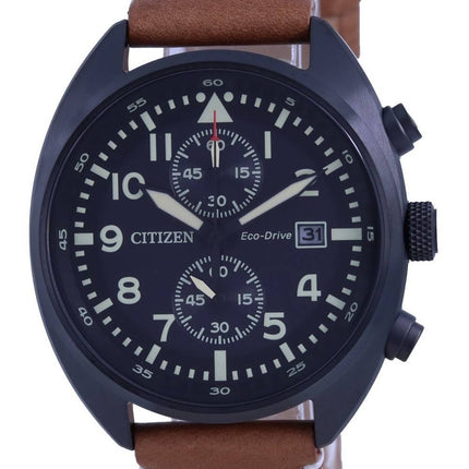 Montre Citizen Chronographe Cadran Noir Cuir Eco-Drive CA7045-14E 100M Homme