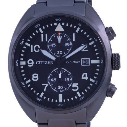 Montre Citizen Chronographe Cadran Noir Acier Inoxydable Eco-Drive CA7047-86E 100M Homme