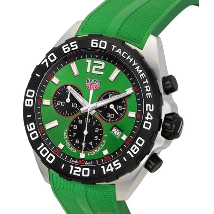 Montre de plongée à quartz Tag Heuer Formula 1 pour homme, bracelet en caoutchouc, cadran vert, CAZ101AP.FT8056, 200 m