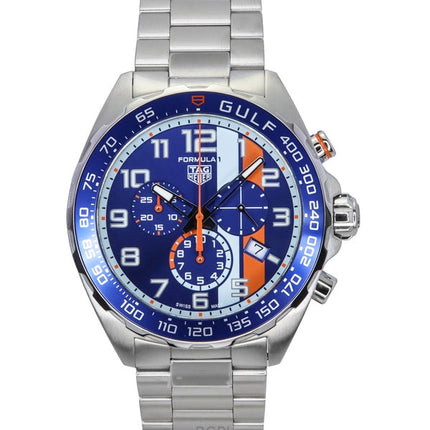 Montre de plongée à quartz Tag Heuer Formula 1 Chronograph X Gulf en acier inoxydable avec cadran bleu CAZ101AT.BA0842 200M pour