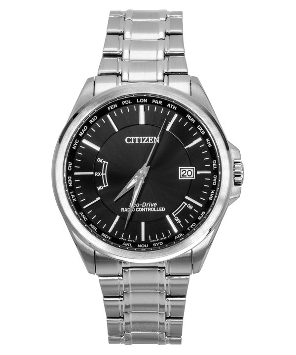 Montre homme Citizen Eco-Drive radiocommandée en acier inoxydable avec cadran noir CB0250-84E 100 m