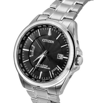 Montre homme Citizen Eco-Drive radiocommandée en acier inoxydable avec cadran noir CB0250-84E 100 m