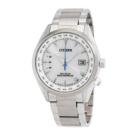 Montre pour homme Citizen Eco-Drive Perpetual radiocommandée GMT en acier inoxydable avec cadran blanc CB0270-87A 100M
