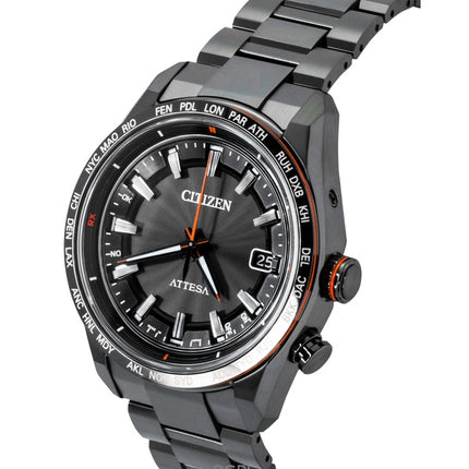 Montre homme Citizen Attesa radiocommandée en titane, cadran noir, Eco-Drive CB0286-61E, 100 m