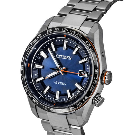 Montre homme Citizen Attesa ACT Line Super Titanium, cadran bleu, Eco-Drive CB0287-68L, 100 m